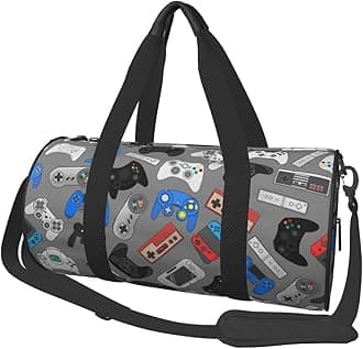 Video Game Controller Grey Background Gym Duffle Bag Foldable Lightweight Carry On Weekender Travel Duffel Bags Sport Bags For Fitness Yoga Beach Swim Men Women