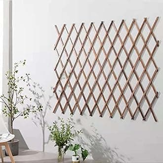 Expandable Wooden Fence, Portable Garden Trellis Edging Borders for Climbing Plants, Flowers & Vegetables (105cm (4pcs))