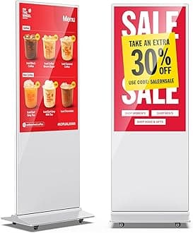 49 Inch Digital Signage Display, Indoor Floor Standing Advertising Display Kiosk Android System,Commercial LCD Totem Support HDMI-in,Store Displays Screens and Lifetime CMS System(White)