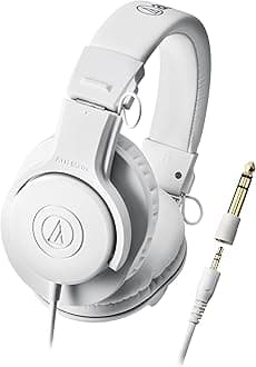 ATH-M20x W Over Ear Headphones | Professional Studio Wired Headphones for Tracking & Mixing | Over The Ear Head Phones with Enhanced Bass & Sound Isolation
