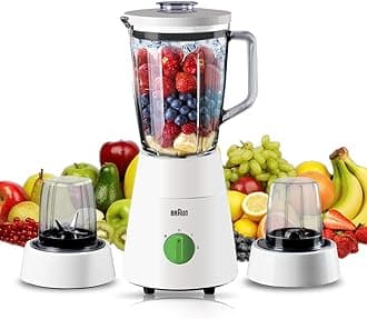 Braun Household Braun PowerBlend 1 Jug Blender 500W, Glass, 1.5 L capacity, TriAction Technology, 2 Mills 2 speeds + ice crush/pulse function - JB 0153
