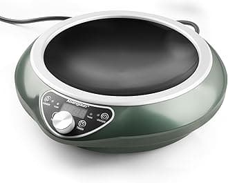 Abangdun 1700W 120V Concave Induction Wok Cooktop, 9.25-Inch Coil, Steady Low...