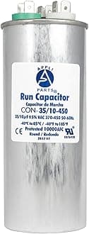 Appli Parts Condensador Capacitor de Marcha 35+10 Mfd uF (microfaradios) 370VAC o 450VAC CBB65 Universal Aire acondicionado y otras aplicaciones Redondo UL E476928 13.3cm Alto 5cm Ancho CON-35/10-450