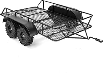 INJORA RC Trailer for Hauling Behind Car - Metal Hitch Mount Trailer for 1/18 RC Crawler TRX4M Defender Bronco K10 High Trail F150, 543g/each