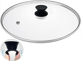 Tempered Glass Lid for Pots and Pans, 15 Inches Replacement Cover for Commercial Cookware, Stainless Steel Rim with Black Knob, Dishwasher Safe and Oven Safe up to 400 °F