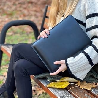 Genuine Vintage Leather Sleeve case for 13-inch MacBook Air/Pro 2018-2025 M1 M2 M3 A2337 A2179 A1932 / 13 MacBook Pro M1 M2 M3 /A2338 A2251 A2289 (2018-2025) (Vertical, Black)