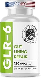 GLR-6 - Gut Lining Repair Supplement for Gut Health - Leaky Gut Repair with L-Glutamine, Slippery Elm, DGL Licorice Root, Marshmallow Root, Fenugreek - IBS, IBD, GERD - Vegan