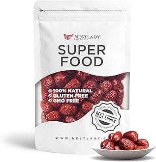 Natural grown dried jujube date, red date, hongzao, herbal healthy food, used for cooking, dessert, tea, etc. Net Weight: 200g/7.05oz…