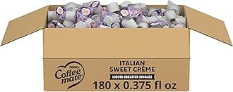Nestle Coffee mate Coffee Creamer, Italian Sweet Creme, Liquid Creamer Singles, Non Dairy, No Refrigeration, Box of 180