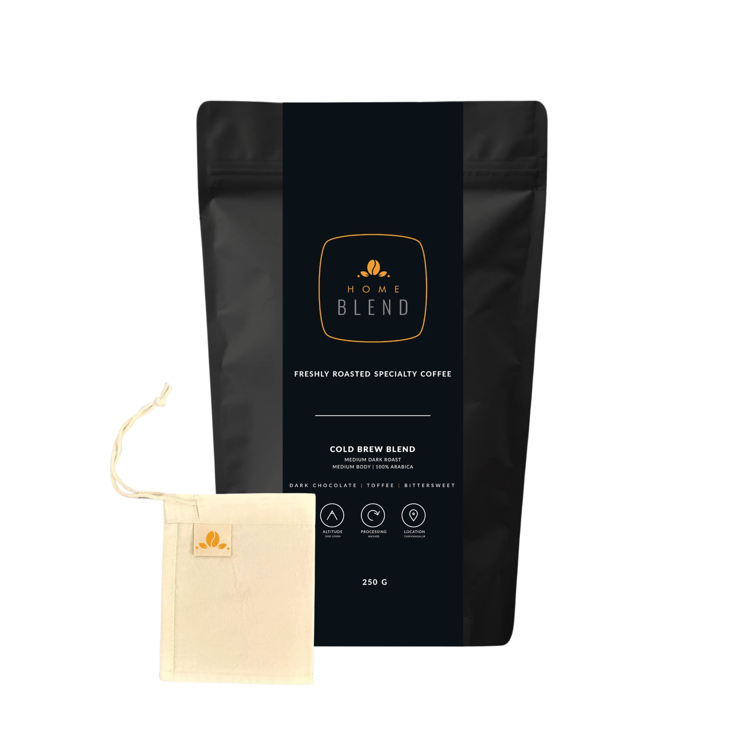 Coffee Roasters - Cold Brew Blend + Reusable Brew Bag Combo - Pack of 250 grams