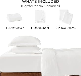 Bedsure Duvet Cover King Size with Fitted Sheet - 4 Pieces Prewashed Cotton-Like Extra Soft Bedding Set, Includes 1 Duvet Cover 104x90 Inches with Zipper Closure, 2 Pillow Shams, 1 Fitted Sheet, White