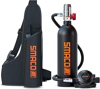 SMACO Scuba Tank Diving Gear for Diver Mini Scuba Tank Oxygen Cylinder with 15-20 Minutes Capability Diving Oxygen Underwater Breathing Device 1L Diving & Snorkeling Equipment