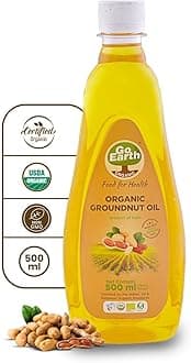 Go Earth Organic Cold Pressed Groundnut Oil 500ML| Pure & Unrefined Cooking Oil | Peanut Oil for Daily Use | Mungfali Tel | Rich Aroma & Natural Flavor | Edible Oil for Cooking
