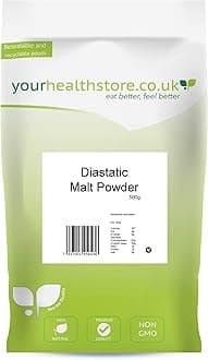 Diastatic Malt Powder 500g by yourhealthstore, 80-120 Lintner, Barley Malt for Bread Making (Resealable and Recyclable Pouch).