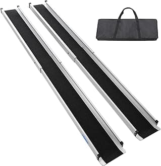 Ruedamann 7FT Telescoping Wheelchair Ramp, Usable Width 6.1", 600Lbs Capacity, Adjustable Wheelchair Ramp, Aluminum Non-Skid Ramps for Home, Steps, Stairs, Doorways, Portable Handicap Ramp, 2 Packs