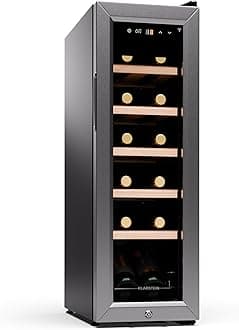 Klarstein Shiraz Free-Standing Wine Cooler Drinks Fridge, Single Zone Wine Fridges, Wine Prosecco & Beer Bottles, Touch Pad, Indoor/Outdoor Bar Fridge & Wine Cooler for Garden, 5-18°C, 12 Bottles