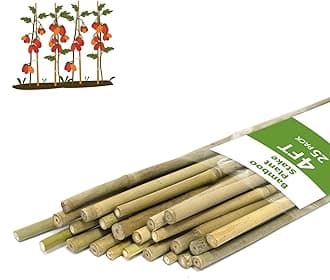 Plant Stakes, 4FT Natural Bamboo Garden Stakes, 25Pcs Bamboo Plant Stakes,Bamboo Sticks for Tomato,Beans,Vegetable and Climbing Plants