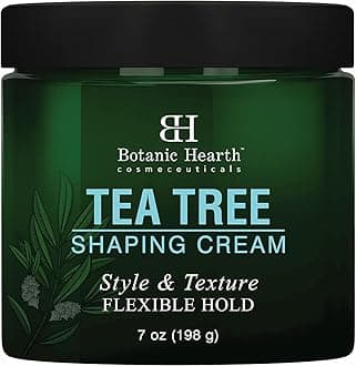 Botanic Hearth Tea Tree Shaping Cream, Hair Styling Cream with Collagen & Biotin - Style & Texture, Strong & Flexible Hold, for All Hair Types - Men and Women - Made in USA - 7 oz