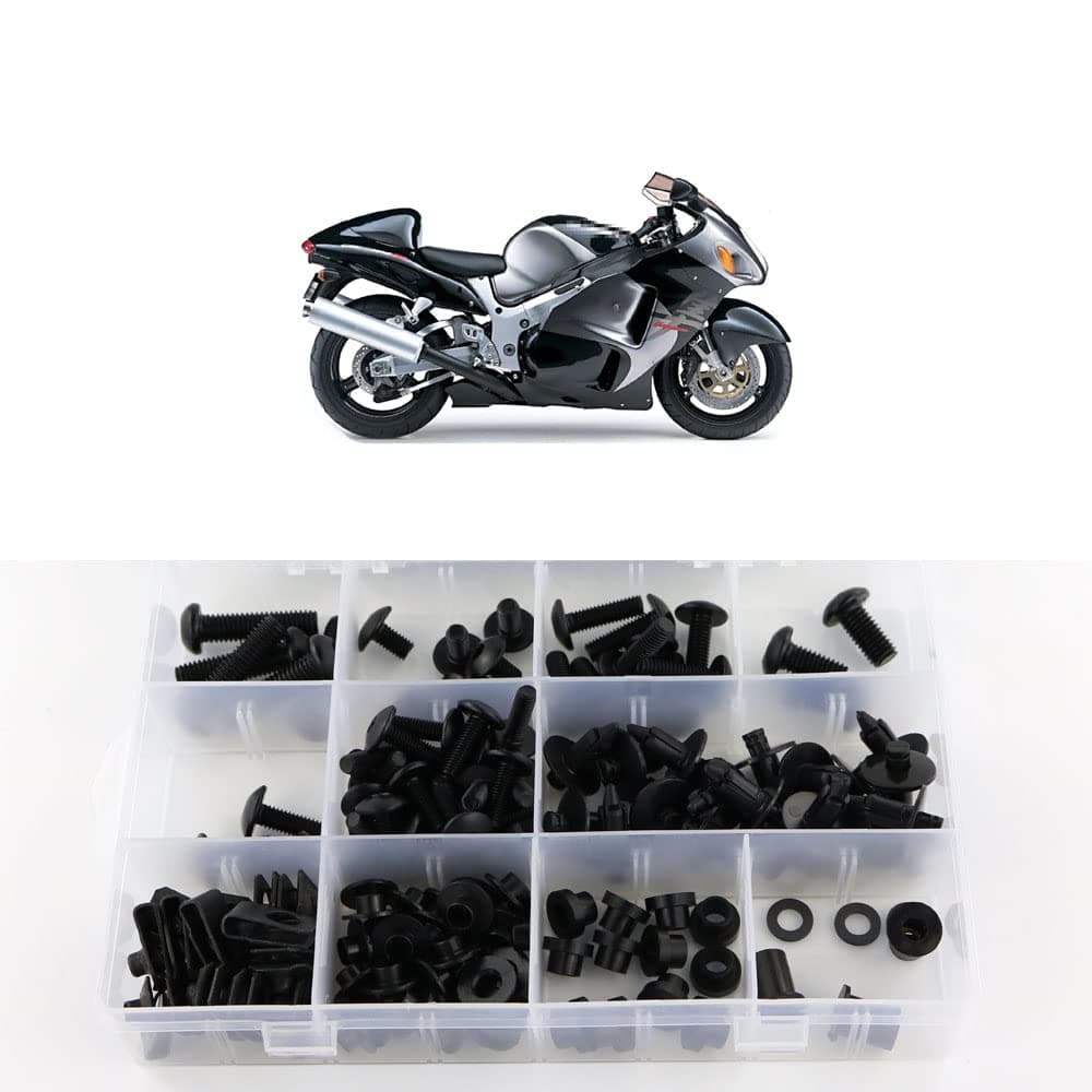 Xitomer Full Sets Fairing Bolts Kits, Fit for GSX1300R HAYABUSA 1999 2000 2001 2002 2003 2004 2005 2006 2007, Mounting Kits Washers/Nuts/Fastenings/Clips/Grommets (Matte Black)