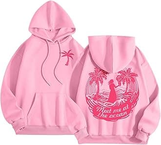 Pink Puff Graphic Hoodies for Teen Girls Kids Womens Cute Letter Print Casual Preppy Sweatshirts Oversized Long Sleeve Y2K Streetwear Tops Pullover