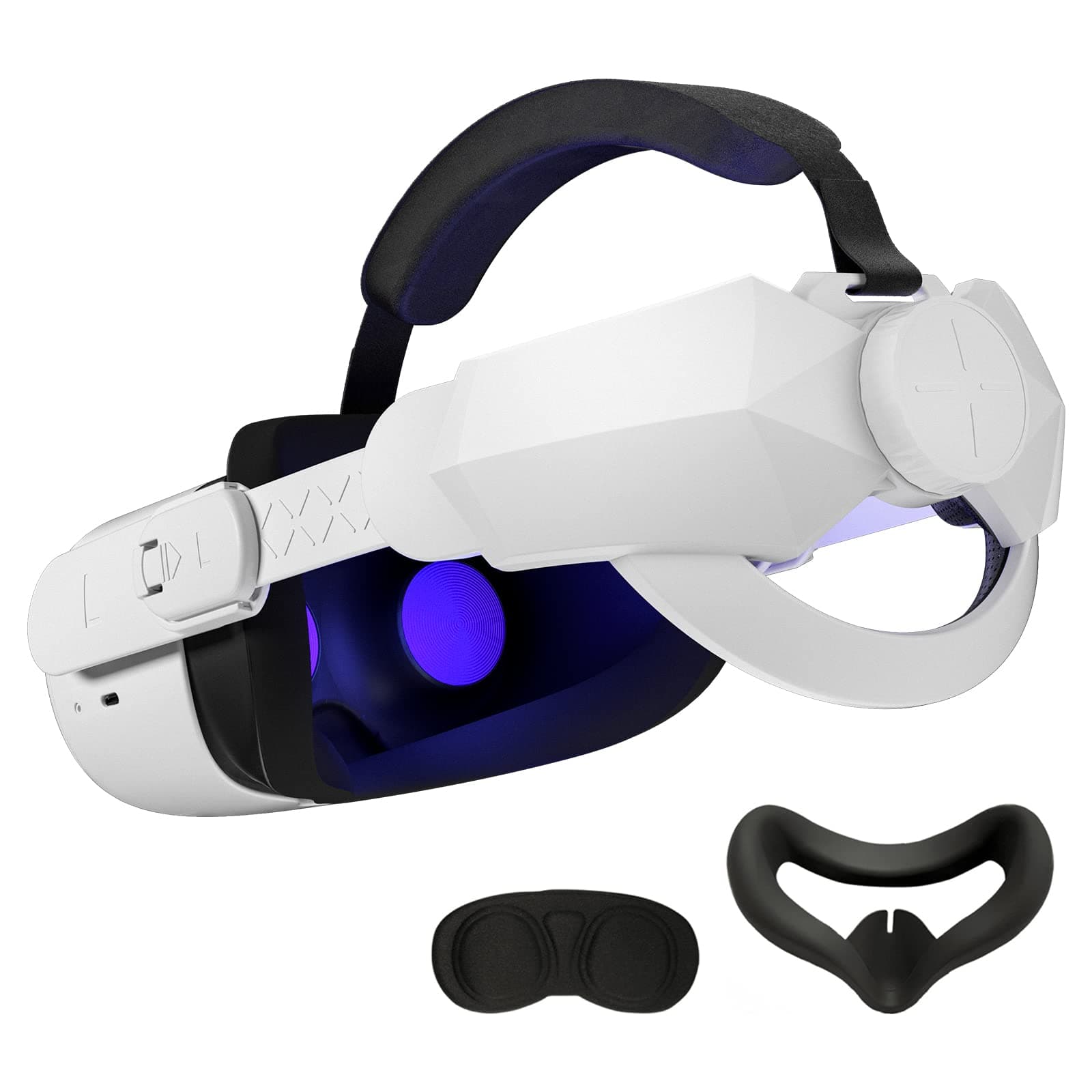 DESTEK Elite Strap Compatible for Oculus Quest 2, Adjust Head Strap with Silicone Face Cover, Lens Cover Replacement Accessories for Oculus, Comfort Support Using VR - 3 in 1