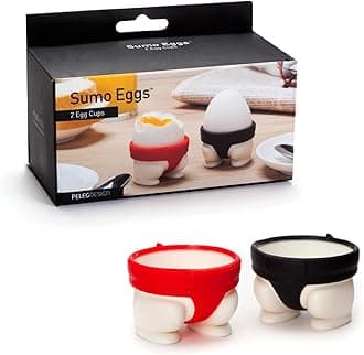 Sumo Eggs - Soft or Hard Boiled Egg Cup Holders (Set of 2) Sumo Design - Utensil Kitchen Decor by Peleg Design