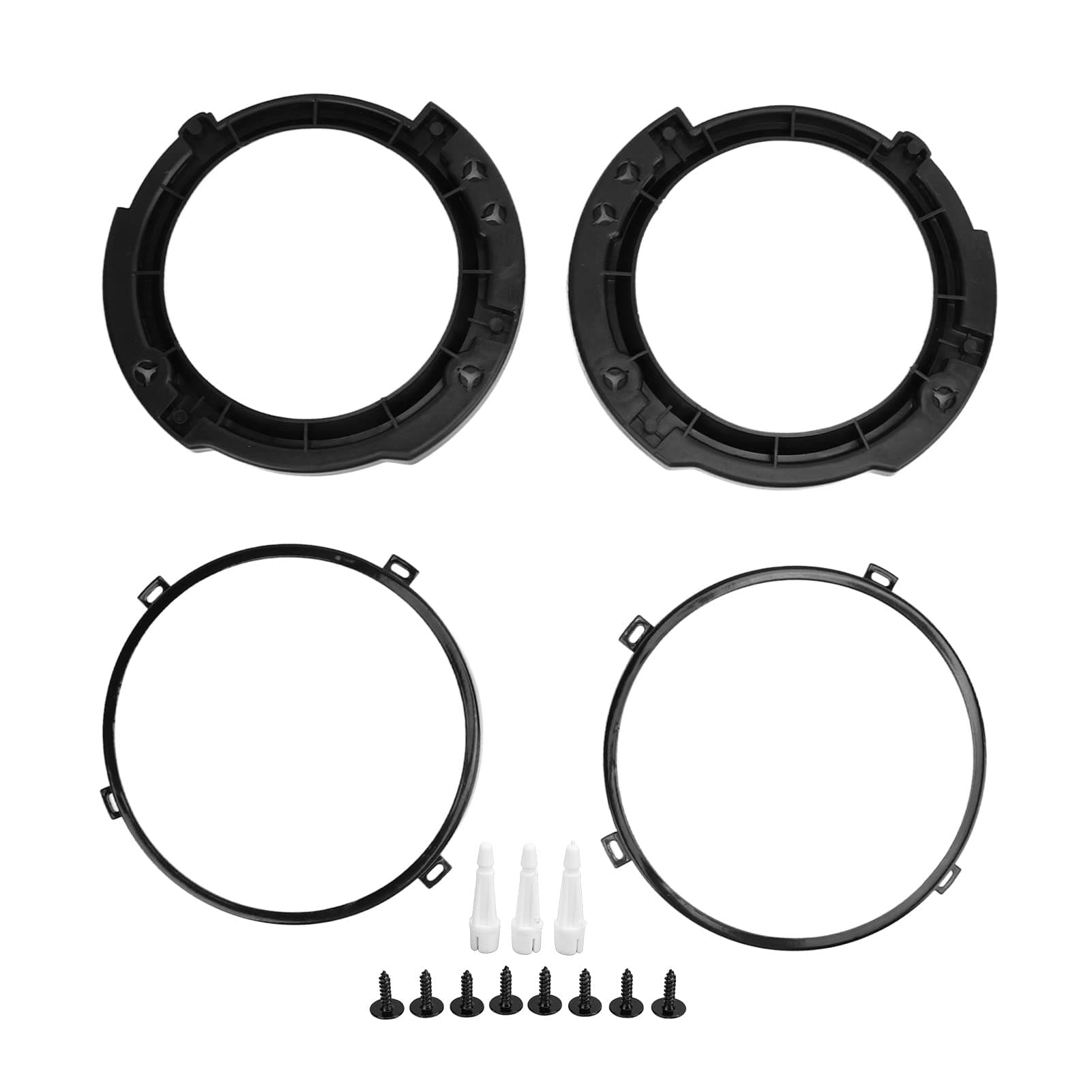 Akozon7inch Round Headlight Mounting Retaining Bracket Ring Set with Headlight Metal Ring Black Replacement for JK 2007 to 2017