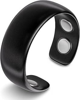 Magnetic Ring – Elegant Stainless Steel Ring – Magnet Rings for Men (Black | Size: 8)