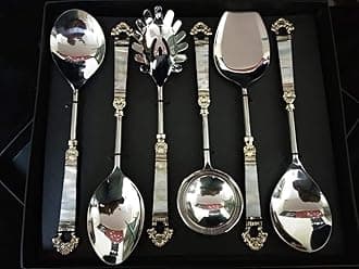 Designer Stainless Steel Serving Spoon Set of 6 Piece with Silver Finished