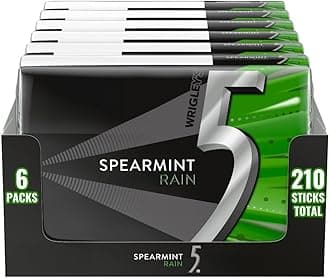 Spearmint Rain Sugar-Free, Chewing Gum, 35-Stick Pack, 6 Packs, Spearmint Rain