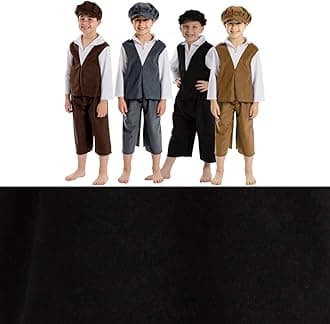 Charlie CrowArchie Victorian Boy Costume for Kids 7-9 Years. Black & White.