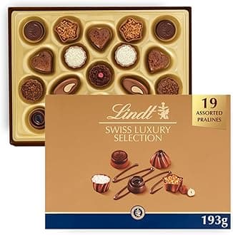 Swiss Luxury Selection – 193g Medium Gift Box – 19 Assorted Milk, Dark & White Chocolates – Mothers Day, Easter, Gift for Him & Her