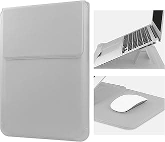 13 Inch Laptop Sleeve Case Leather Bag Compatible with MacBook Air 13 M1 M2 2022-2018/MacBook Pro 13 M2 2022-2016/Surface Pro 8 2021/Surface Go 3 13-13.6'' Dell HP Huawei ASUS Acer PC, Silver