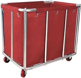 Graywlof Laundry Cart Commercial,11.35 Bushel Large Industrial Rolling Laundry Hamper with 4 Inch Wheels,Household Heavy Duty Laundry Baskets with Stainless Steel Frame, 260 LBS Weight Capacity