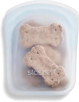 Stasher Premium Silicone Reusable Food Storage Pocket Bag, Clear, Microwave, Sous Vide, Dishwasher, Oven and Freezer Safe, BPA Free, Leak-free, Eco-friendly, 4 Oz
