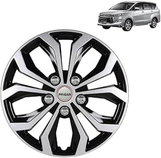 Prigan Innova Crysta Black Silver Wheel Cover 16" for Innova Crysta (Set of 4 Pcs) (Press Fitting) Model- Vision_DC_16