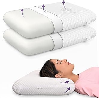 MY ARMOR Memory Foam Pillow Set of 2, Queen Size Orthopedic Pillows for Neck Pain Relief of 4.5 Inch Height, with Removable Washable Cover - Pack of 2