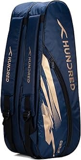 HUNDRED Cosmogear Badminton Kit-bag (Size: Large) | Double Zipper | Bag with Front Zipper Pocket | Material: Polyester| Padded Back Straps | Easy-Carry Handle