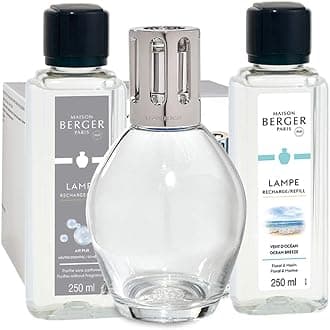 MAISON BERGER Lampe Berger Giftset - Starter Oval - Home Fragrance Diffuser - Includes 2 Fragrances So Neutral and Ocean Breeze - 250 milliliters - 8.45 Fluid Ounces