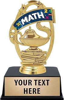 Crown Awards Math Trophies with Custom Engraving, 6" Personalized Mathematics Kids Trophy On Black Base Prime