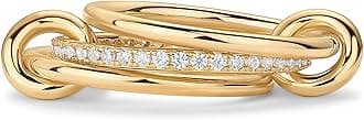 14K Gold Plated Interlocked Stackable Rings for Women - Statement Mixed Metals Multi Ring Stack - Cubic Zirconia Two-Toned Connected Bands Stacking Jewelry