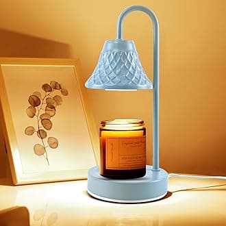 Electric Candle Warmer Lamp with Timer: Dimmable Candles Light with 2 Bulbs for Home Decor - Scented Wax Melt Warmers (Blue)