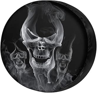 Foruidea Smoke Skull Spare Tire Cover Wheel Tire Cover Fit Trailer, RV, SUV and Many Vehicle 18inch