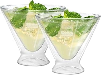 Oggi Martini Double Wall Insulated Glass, Ideal for Martinis and Cocktails Such As the Manhattan Daiquiri Cosmopolitan, Stays Cool Longer Even Outdoors, Visually Stunning, 10oz / 300ml, Set of 2