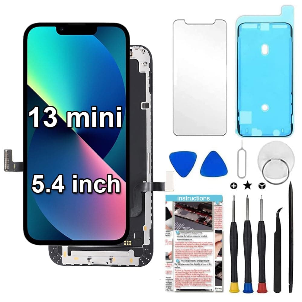 for iPhone 13 Mini Screen Replacement 5.4 inch, 3D Touch LCD Display Digitizer Assembly with Repair Tools,Compatible Model A2481, A2626, A2628, A2629, A2630