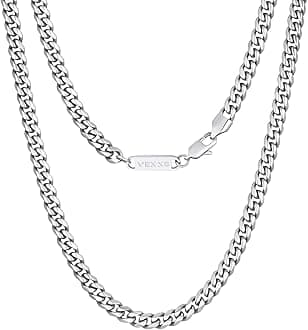 VEXXS Men's Gold Chain, 18K Real Gold Plated Miami Cuban Link Chain, Durable No Color Fading 3mm 4mm 6mm Men’s Necklace Chain Urban Fashion Street Wear