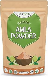 OurHerb Pure & Natural Amla (Indian Gooseberry) Powder for Health, Skin & Hair with Wooden Spoon - 100g | 3.5 Oz