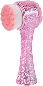 Face Brush 2 in 1, Facial Cleansing Exfoliating Brush with Ultra Fine Soft Bristles for Pore Deep Cleansing Silicone Double Side Face Wash Scrub Brush for Skin Care, Ice Flower Pink