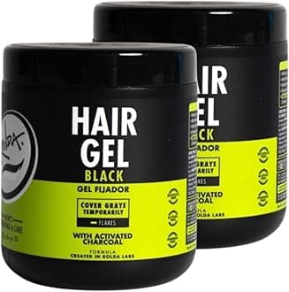 Black Styling Hair Gel - Medium To Strong Hold With Medium Shine For a Wet Slicked Back Look With All Day Hold - Activated Black Charcoal Covers Grey Hair Instantly 17.6oz (2PK)