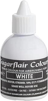 Sugarflair White Edible Airbrush Colour - Edible Food Colouring Airbrush Paint for Cakes, Cupcakes, Icing and Cake Decorations - 60ml